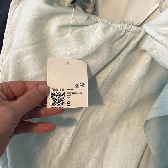 NWT Light Green Linen-Blend Midi Dress | Size Small - Picture 3 of 5